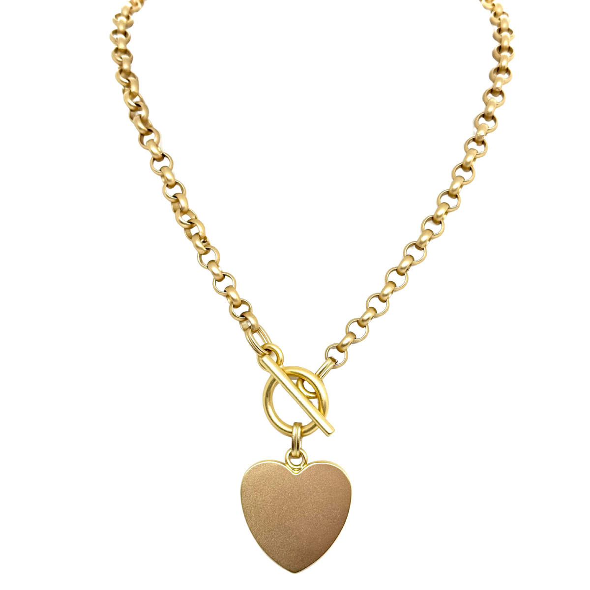 Matte Gold Heart Pendant On Rolo Chain – Deborah Grivas