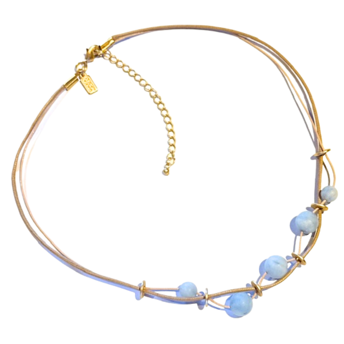 Matte Aquamarine and Matte Gold Disk Necklace – Deborah Grivas