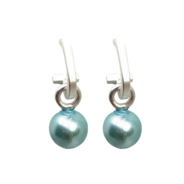 Matte Silver Paperclip and Aqua Pearl Charm Earrings – Deborah Grivas
