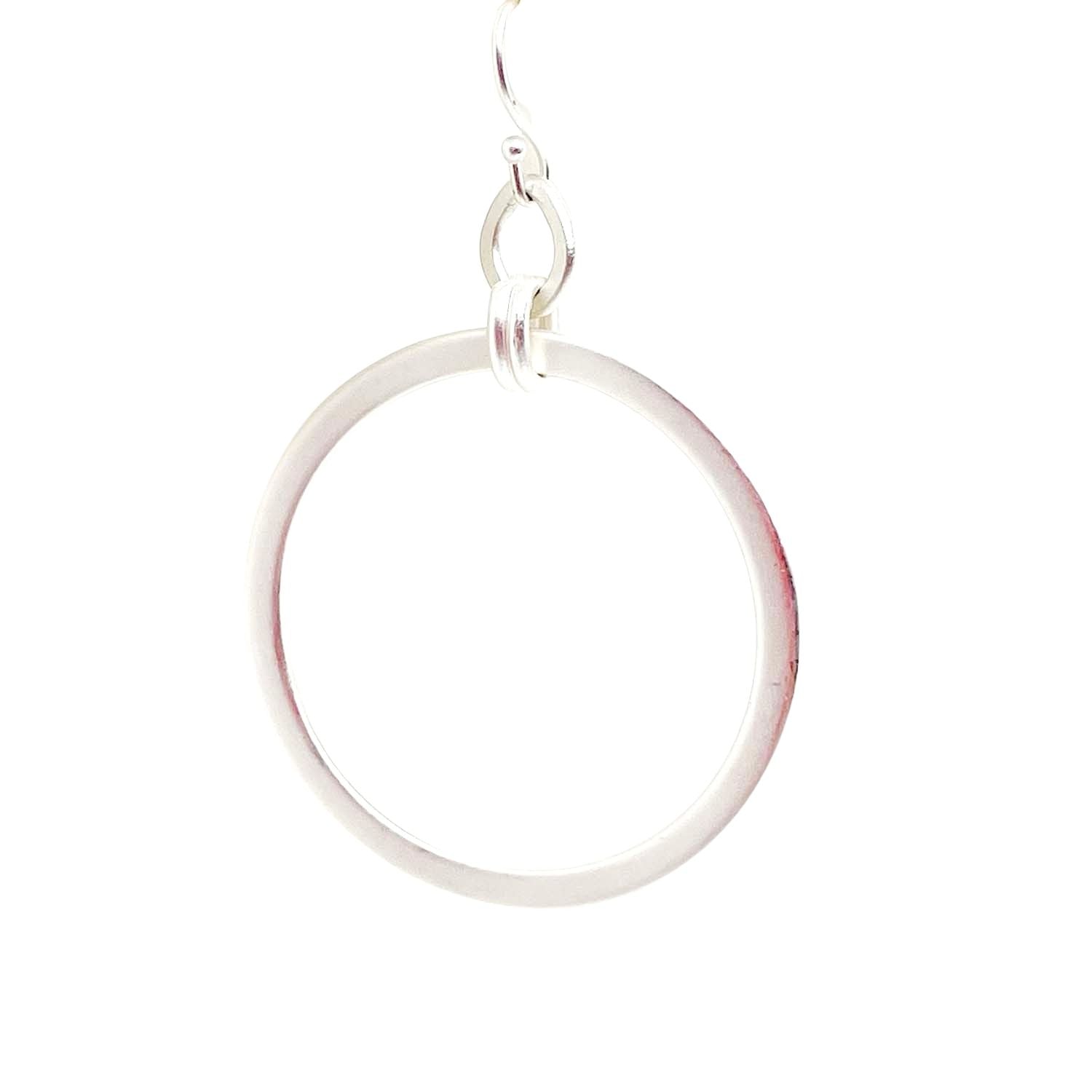 Matte Silver Thick Frosted Oval Hoop Earrings